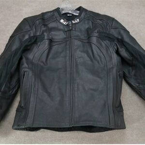 Bilt Cafe Racing Leather Motorcycle Jacket Armour Men's Size US 42 Black EUR 52